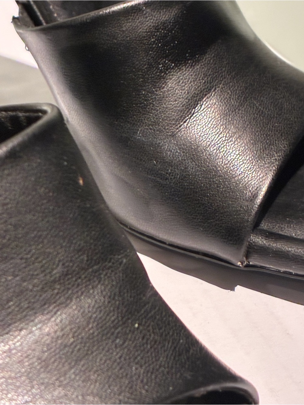 Steve Madden Black Leather Square-Toe Mule Heels - Picture 2 of 8